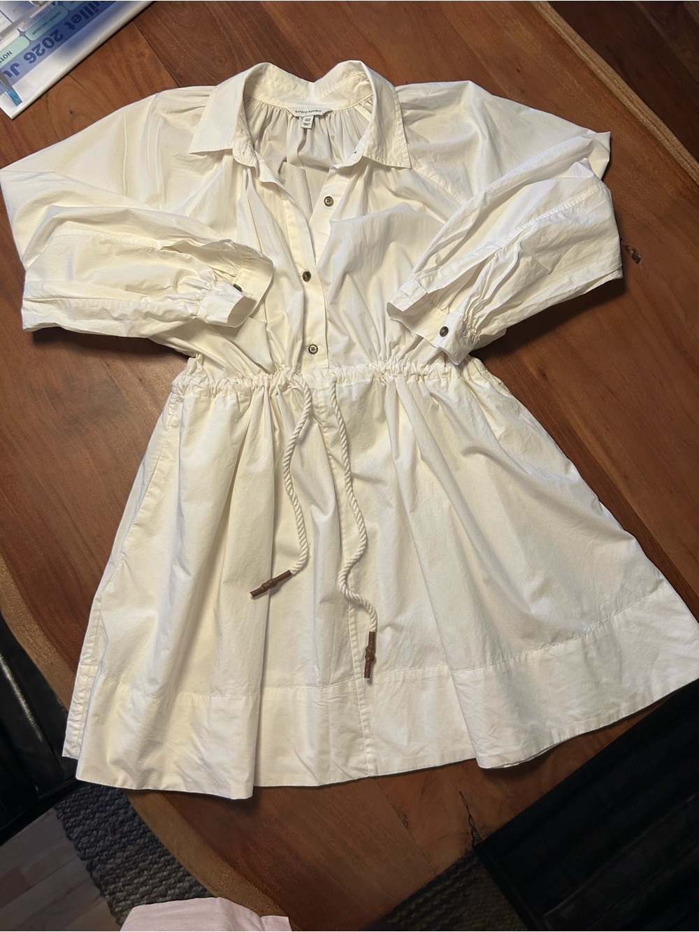 Banana republic. White Drawstring Shirt Dress XS/S